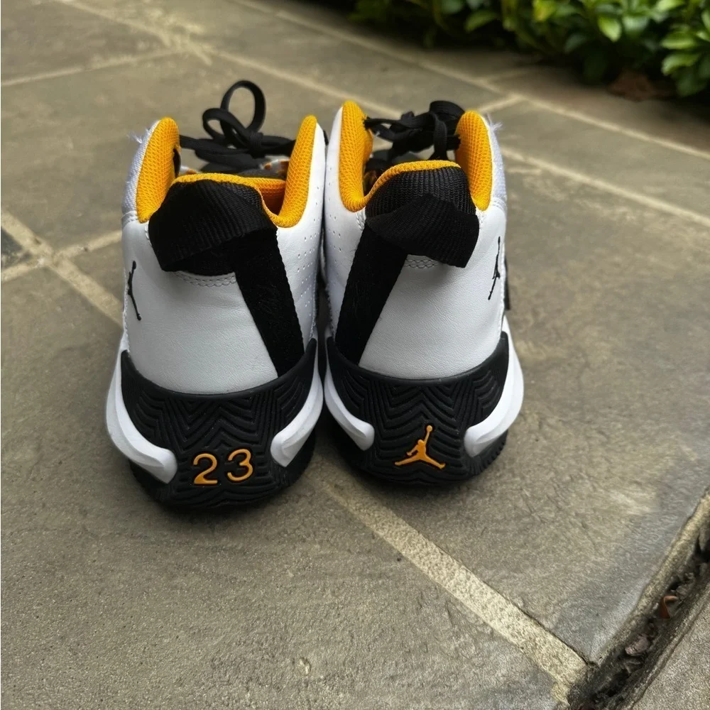 Jordan Stay Loyal Kids' Black, White, and Yellow Sneakers, Size 6.5Y